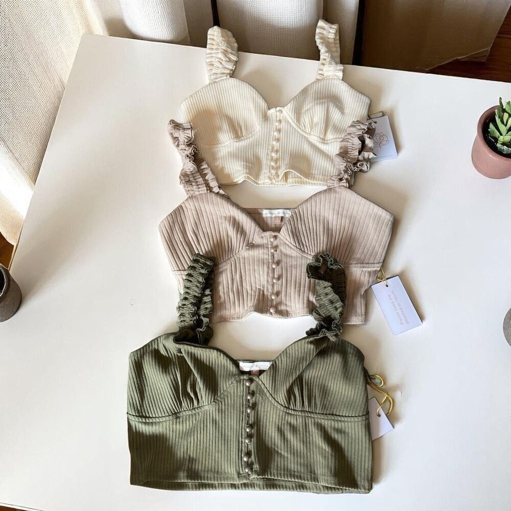 Backyard Roses Halter Bralette Corset Crop Top Women's Ruched Bustier S-XL